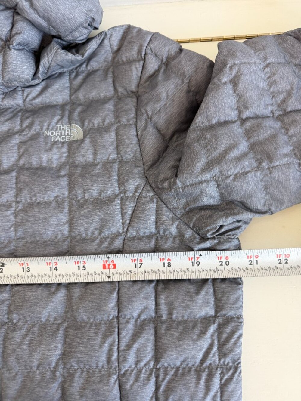 The North Face ThermoBall Eco Parka 2 Grey Heather Hooded Coat L - Picture 10 of 13